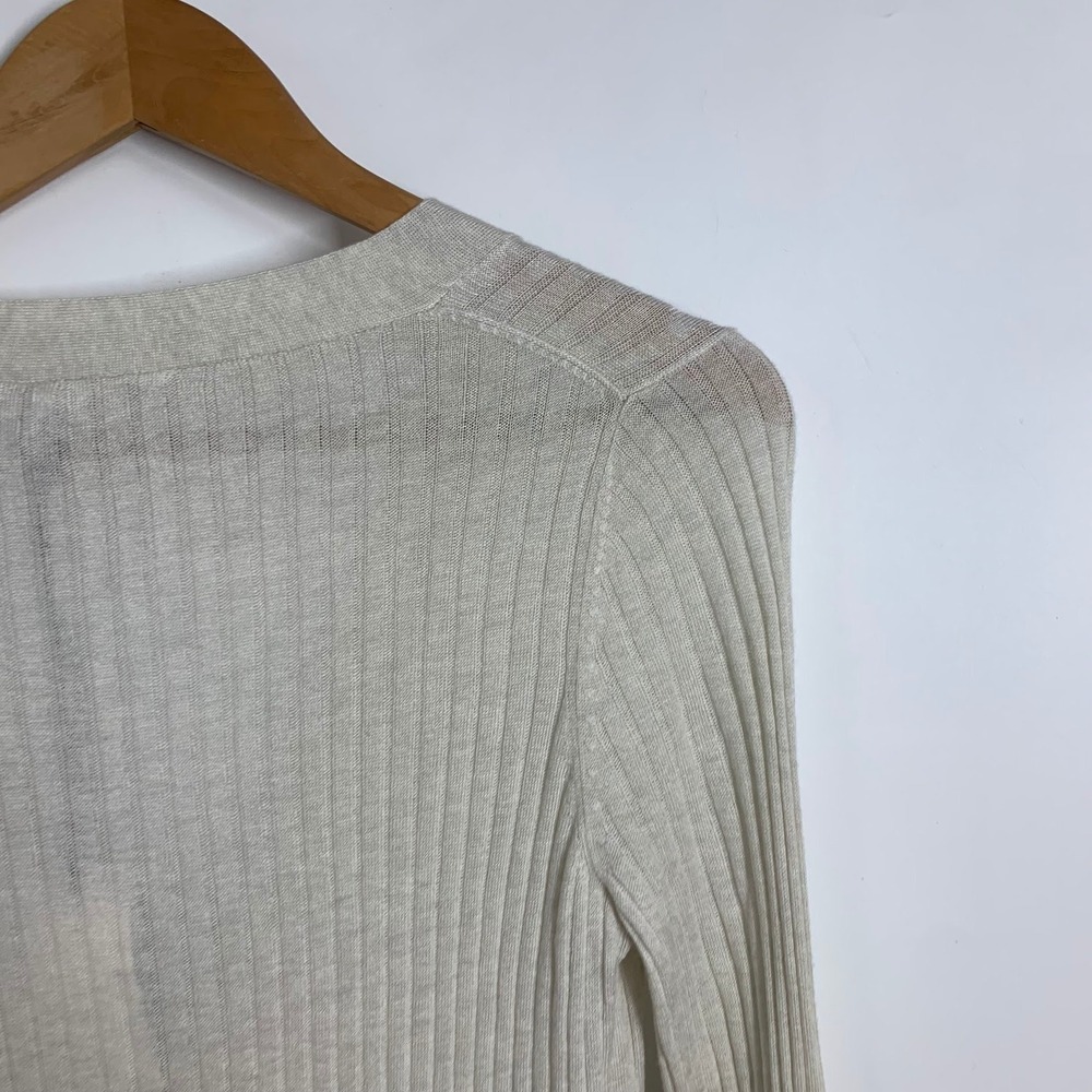 The Reset R LABEL Ribbed Knit Cardigan Button Front Long Sleeve Beige Women - Picture 7 of 14
